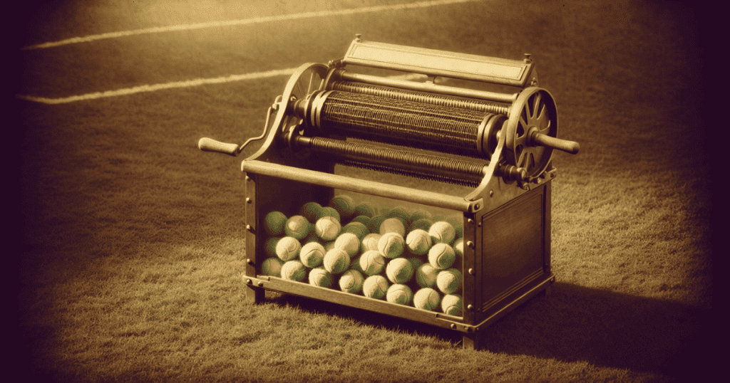 Vintage tennis ball machine from the past